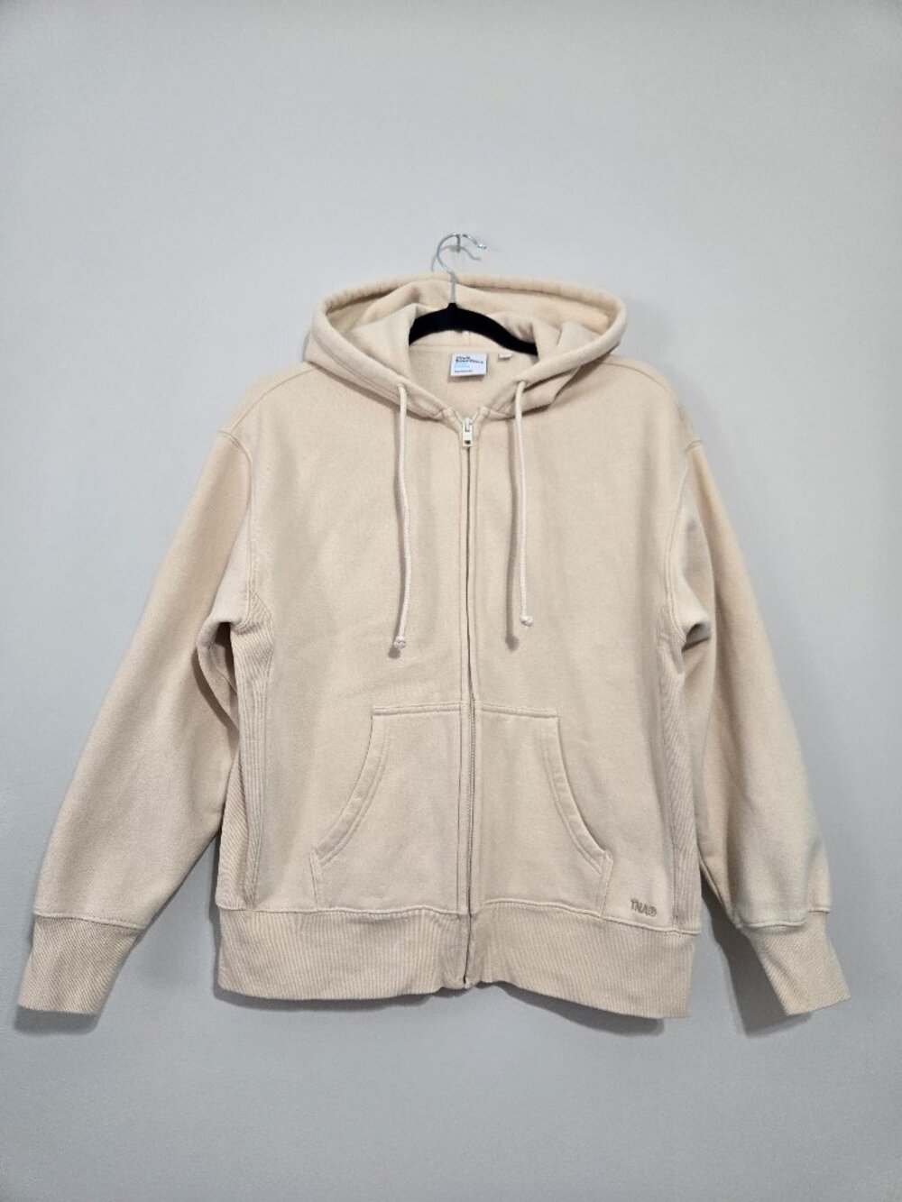 TNA Aritzia Women’s Full Zip Hoodie Cozy Fleece Beige Sweatshirt Size XS